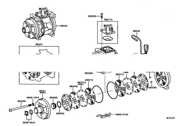 Р/к компрессора кондиционера Toyota 4runner оригинальный номер 8834122010
