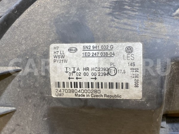 Фара правая Volkswagen Tiguan I 2007—2011 5N Volkswagen Tiguan оригинальный номер 5N2941032K
